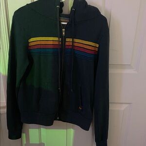 Aviator Nation Navy Jacket with Multicolor Stripes